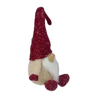 17'' Ivory and Red Chubby Smiling Gnome Plush Tabletop Christmas Decoration