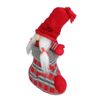 14.5'' Red and Gray ''Isolde'' Gnome in Christmas Stocking Tabletop Decoration