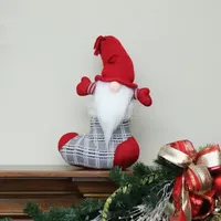 14.5'' Red and Gray Tristan Gnome Christmas Stocking Tabletop Figurine