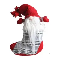 14.5'' Red and Gray Tristan Gnome Christmas Stocking Tabletop Figurine
