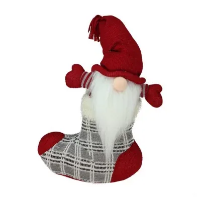14.5'' Red and Gray Tristan Gnome Christmas Stocking Tabletop Figurine