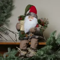 16'' Country Rustic Santa Claus with Snowflake Jacket Sitting Christmas Figure