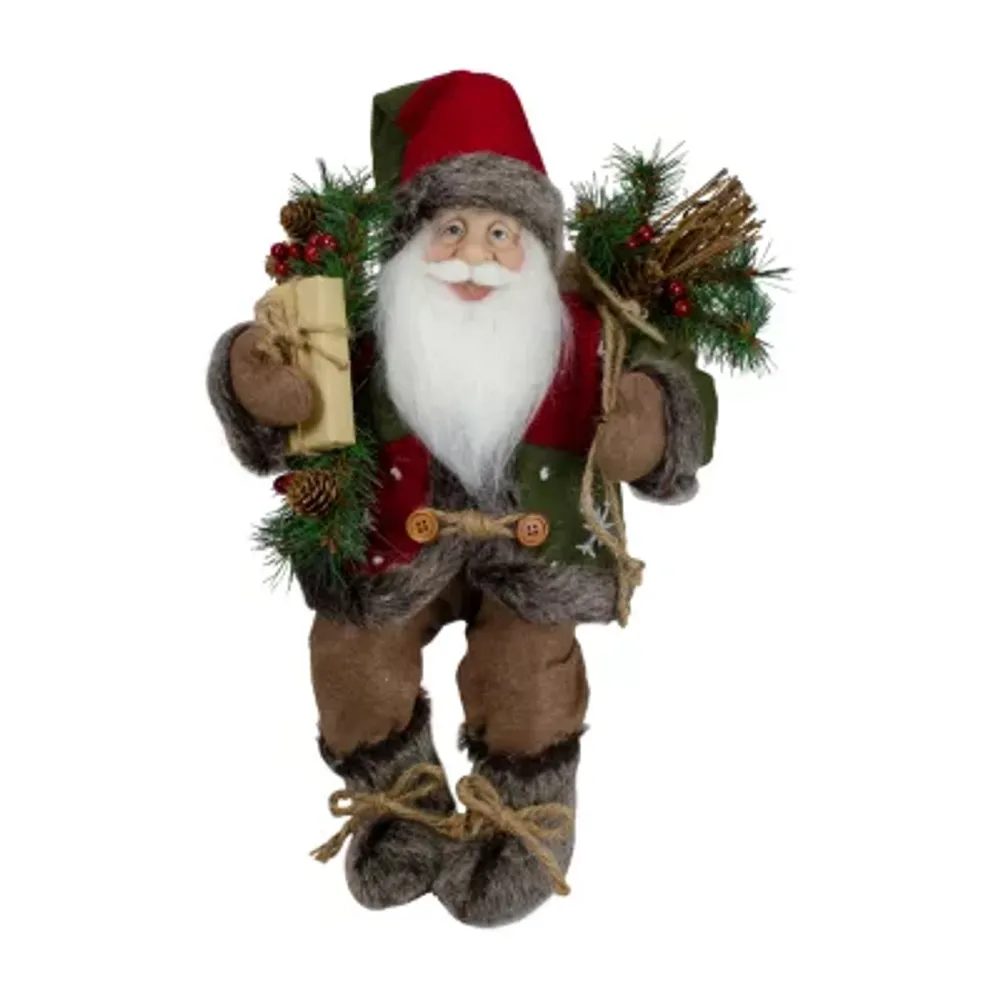 16'' Country Rustic Santa Claus with Snowflake Jacket Sitting Christmas Figure