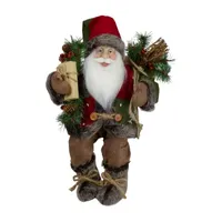 16'' Country Rustic Santa Claus with Snowflake Jacket Sitting Christmas Figure