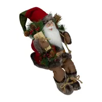 16'' Country Rustic Santa Claus with Snowflake Jacket Sitting Christmas Figure