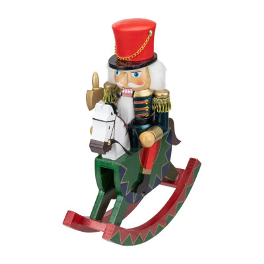 11.5 Red and Blue Christmas Nutcracker Soldier on Rocking Horse