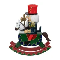 11.5 Red and Blue Christmas Nutcracker Soldier on Rocking Horse