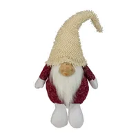 15'' Textured Red and White Chubby Smiling Gnome Plush Table Top Christmas Figure