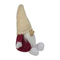 15'' Textured Red and White Chubby Smiling Gnome Plush Table Top Christmas Figure