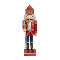 14'' Red and Gold Traditional Christmas Nutcracker King with Scepter Tabletop Figurine