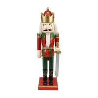 14'' Red Glittered Nutcracker King with Sword Christmas Tabletop Figurine