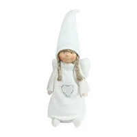 19.25'' White Snowy Woodlands Girl Angel Christmas Tabletop Figurine