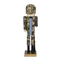 15'' Beige and Green Army Soldier in Fatigues Christmas Nutcracker