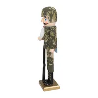 15'' Beige and Green Army Soldier in Fatigues Christmas Nutcracker