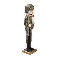 15'' Beige and Green Army Soldier in Fatigues Christmas Nutcracker