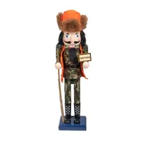 15'' Orange and Green ''Gone Hunting'' Christmas Nutcracker in Camouflage