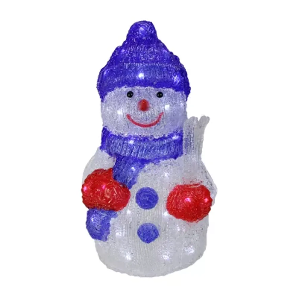 71'' LED Lighted White Iridescent Twinkling Snowman Outdoor