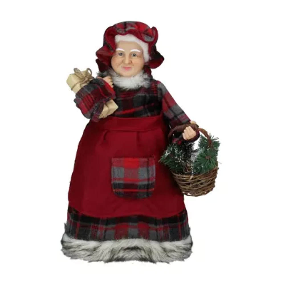 16'' Country Mrs Claus with Basket and Gift Christmas Figure