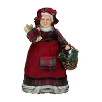 16'' Country Mrs Claus with Basket and Gift Christmas Figure