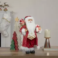 16'' Red and Gold Filigree Santa Claus with Gifts Christmas Figurine