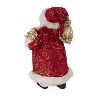 16'' Red and Gold Filigree Santa Claus with Gifts Christmas Figurine