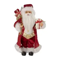 16'' Red and Gold Filigree Santa Claus with Gifts Christmas Figurine