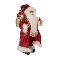 16'' Red and Gold Filigree Santa Claus with Gifts Christmas Figurine