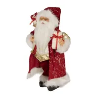 16'' Red and Gold Filigree Santa Claus with Gifts Christmas Figurine