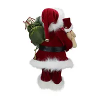 16'' Red and White Standing Santa Claus Christmas Figure with Present Bag