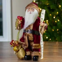 18'' Burgundy and Brown Santa Claus with Naughty or Nice List Christmas Figure