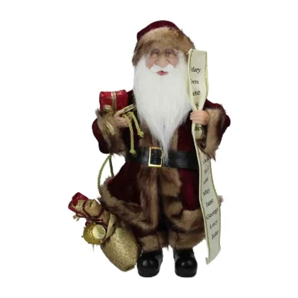 18'' Burgundy and Brown Santa Claus with Naughty or Nice List Christmas Figure