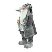 24'' Gray and White Santa Claus with Lantern Christmas Figure