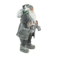 24'' Gray and White Santa Claus with Lantern Christmas Figure