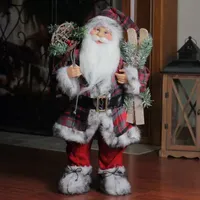 24'' Alpine Santa Claus with Snowshoes and Skis Christmas Figure