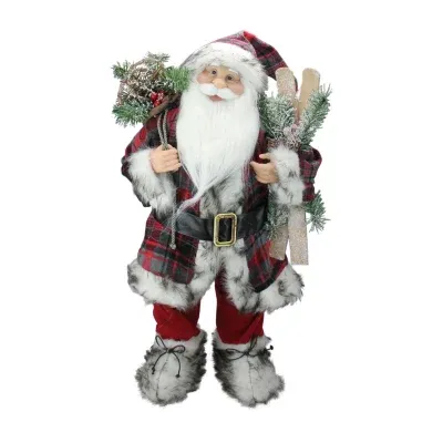 24'' Alpine Santa Claus with Snowshoes and Skis Christmas Figure