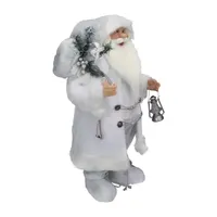 24'' White Silver Santa Claus with Lantern Christmas Figure