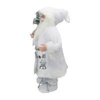 24'' White Silver Santa Claus with Lantern Christmas Figure