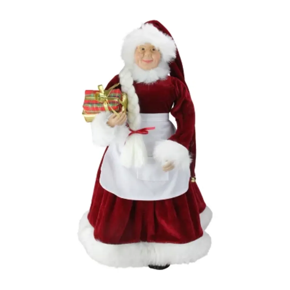 24'' Traditional Mrs Claus with Braided Hair and Gifts Christmas Figure