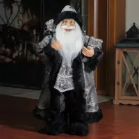 24'' Silver and Black Santa Claus with Gifts Christmas Figure