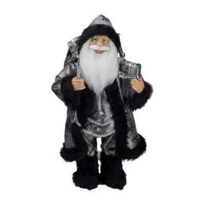24'' Silver and Black Santa Claus with Gifts Christmas Figure