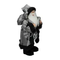 24'' Silver and Black Santa Claus with Gifts Christmas Figure