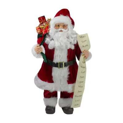 24'' Santa Claus with Bag of Gifts and Naughty or Nice List Christmas Figure