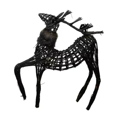 3' Black Glittered Walking Reindeer Christmas Figure