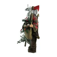 48'' Santa Claus with Artificial Flocked Alpine Tree Christmas Figure