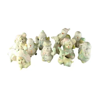 Club Pack of 144 Pastel and Ivory Snowman and Santa Claus Christmas Figurines 3"