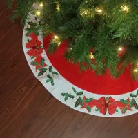 48'' Christmas Traditions Red with White Mistletoe Border Christmas Tree Skirt