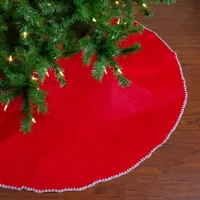 48'' Red and White Shell Reversible Christmas Tree Skirt