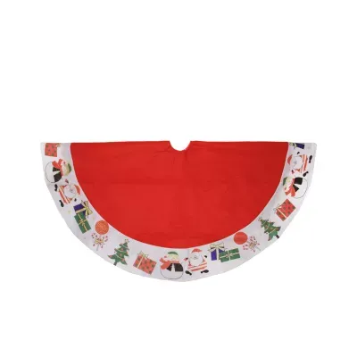 48'' Red with White Border Christmas Day Fun and Surprise Christmas Tree Skirt
