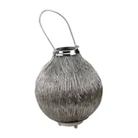 18.5'' Urban Life Contemporary Silver Tea Light Candle Holder Lantern