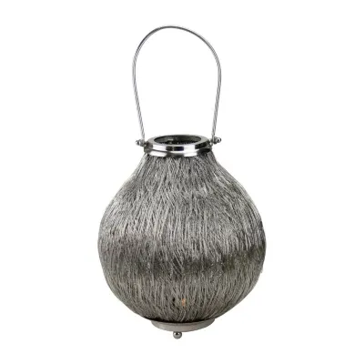 18.5'' Urban Life Contemporary Silver Tea Light Candle Holder Lantern